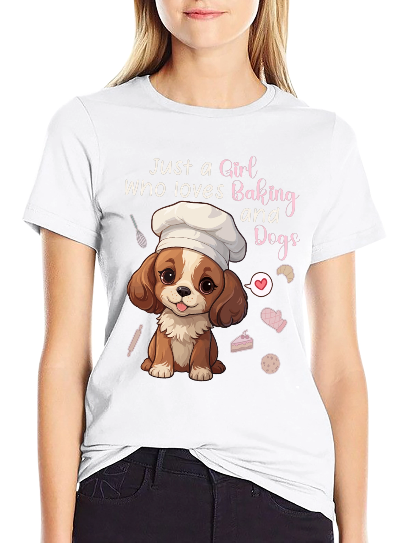 Camiseta Negra Amo Hornear y los Perros