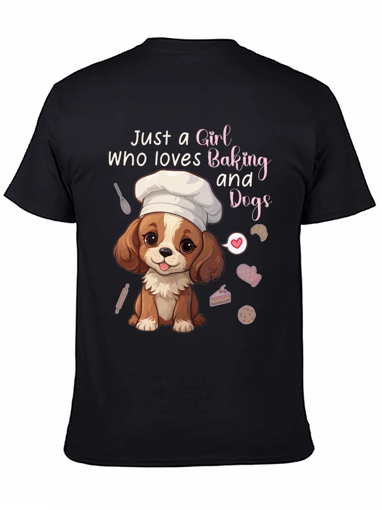 Camiseta Negra Amo Hornear y los Perros