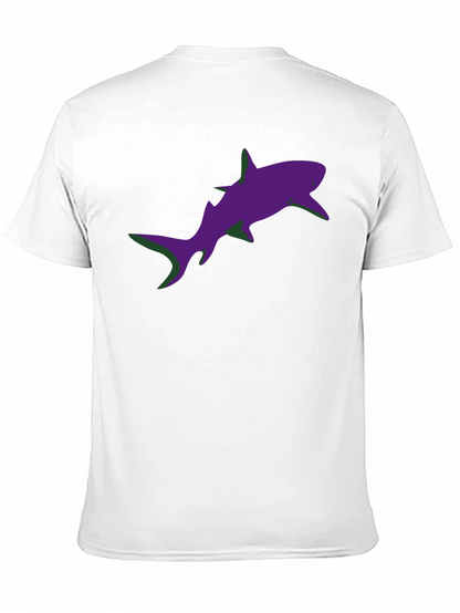 Camiseta Negra Estampado Tiburón Morado Diseño Moderno