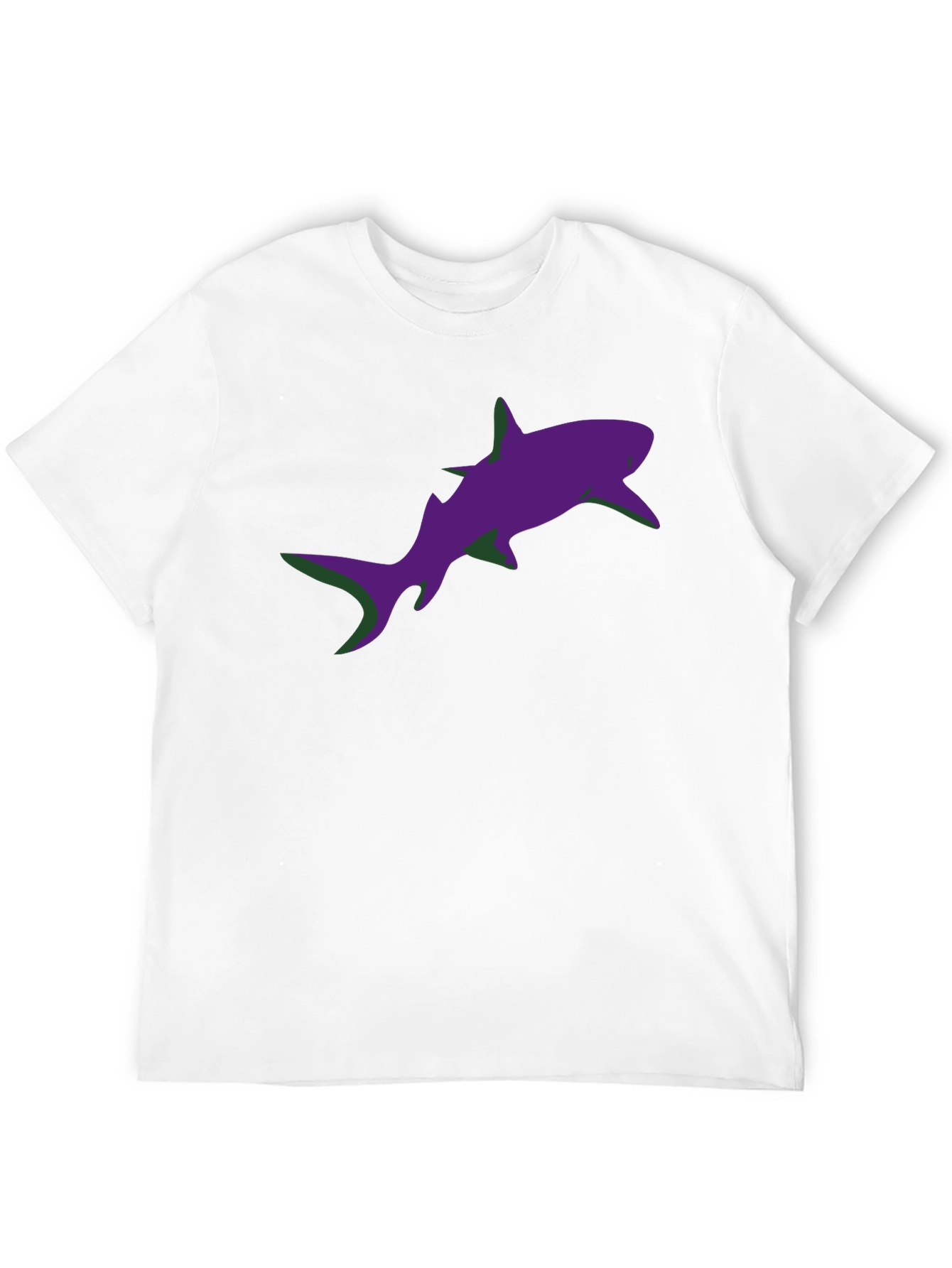 Camiseta Negra Estampado Tiburón Morado Diseño Moderno