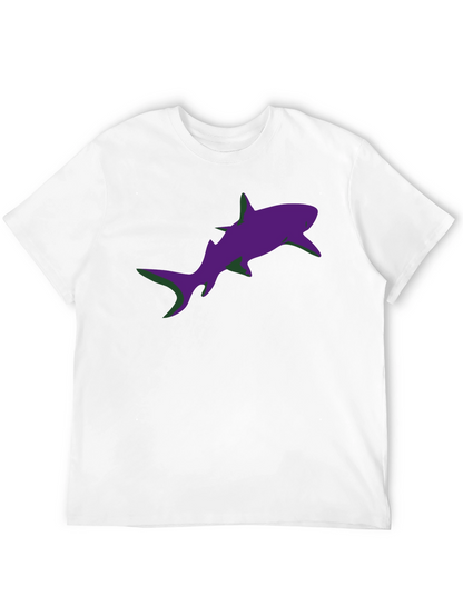 Camiseta Negra Estampado Tiburón Morado Diseño Moderno