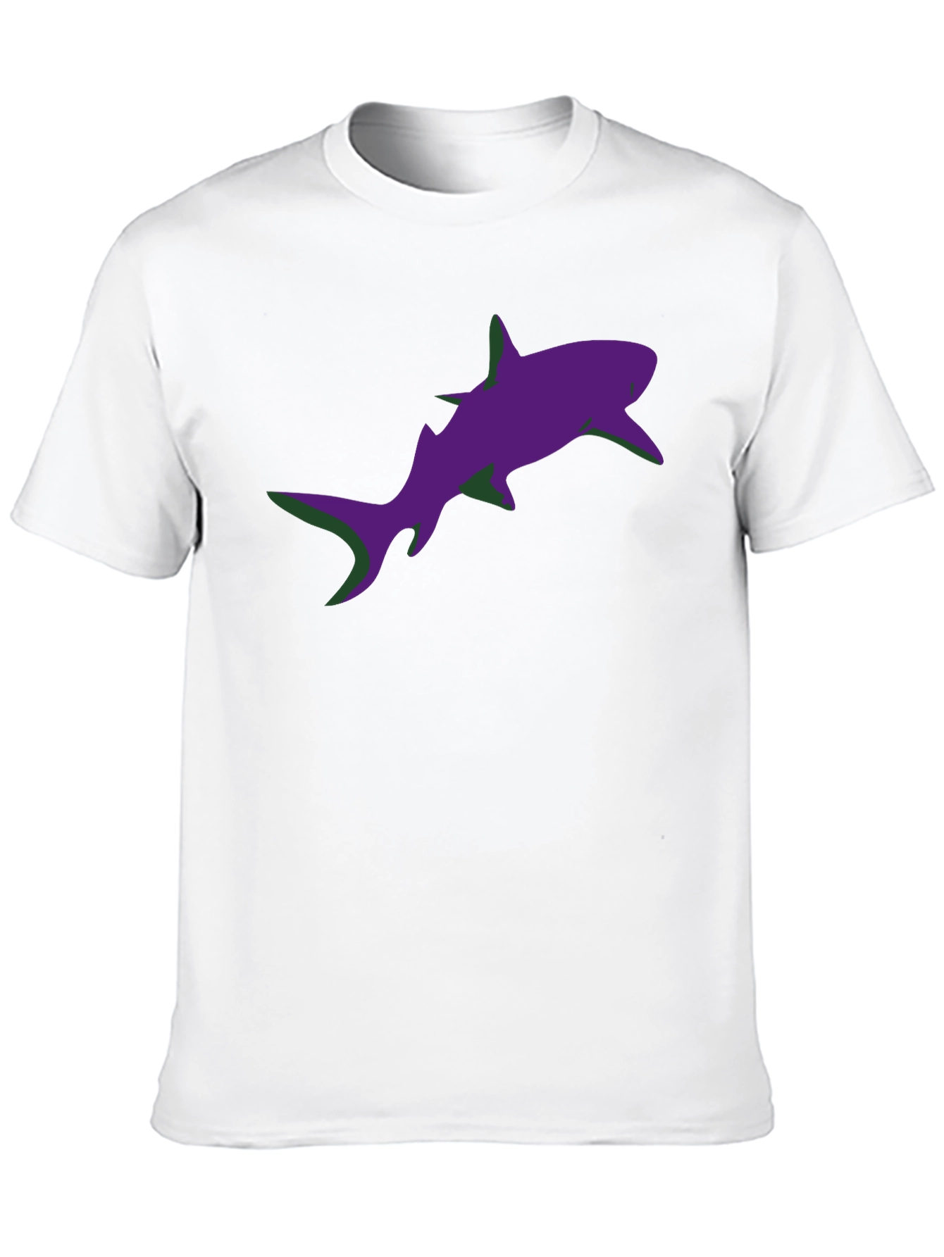 Camiseta Negra Estampado Tiburón Morado Diseño Moderno