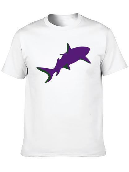 Camiseta Negra Estampado Tiburón Morado Diseño Moderno