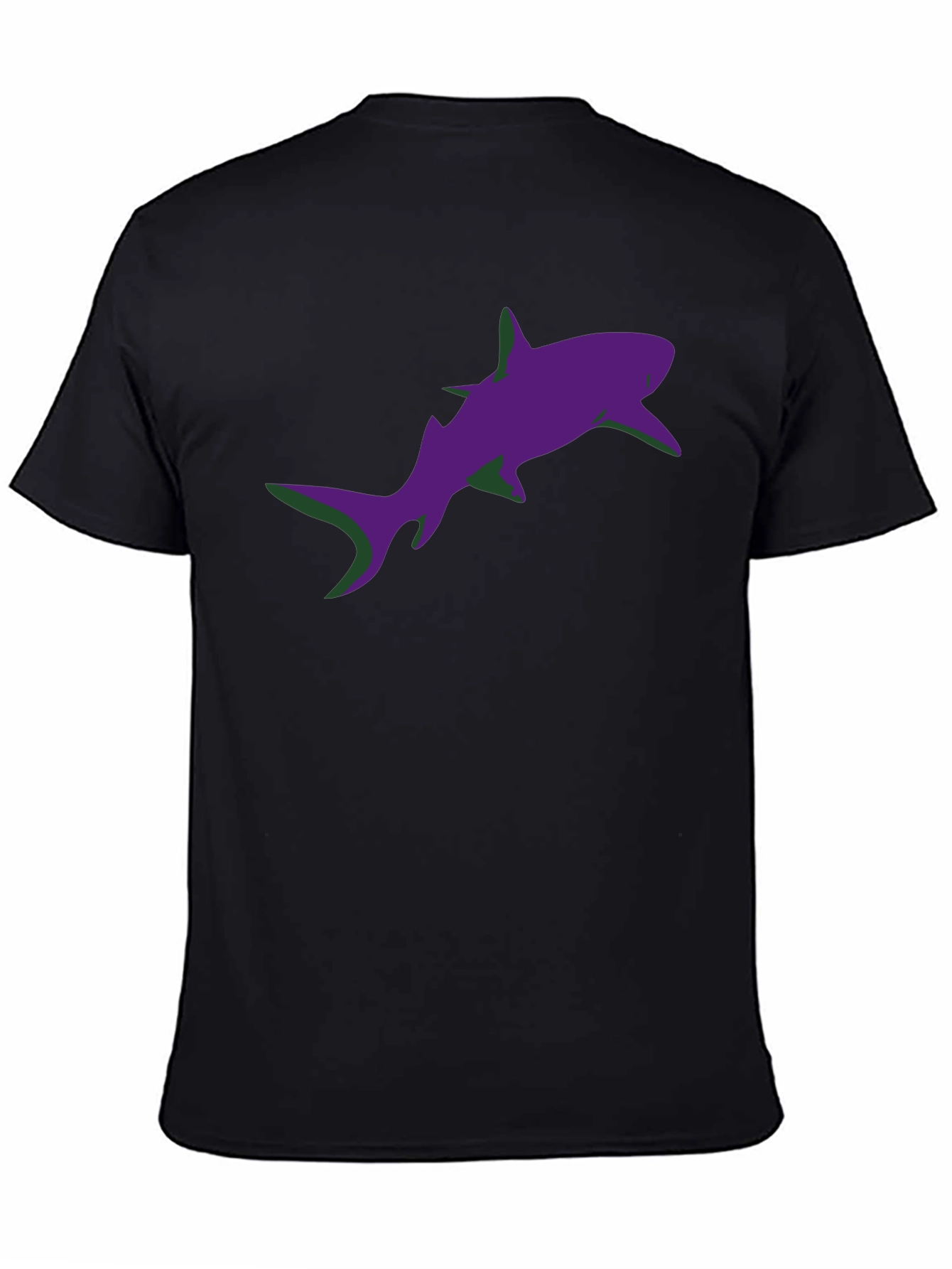 Camiseta Negra Estampado Tiburón Morado Diseño Moderno