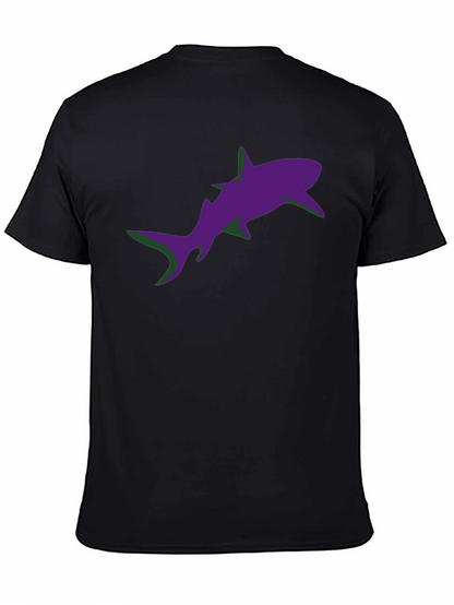 Camiseta Negra Estampado Tiburón Morado Diseño Moderno