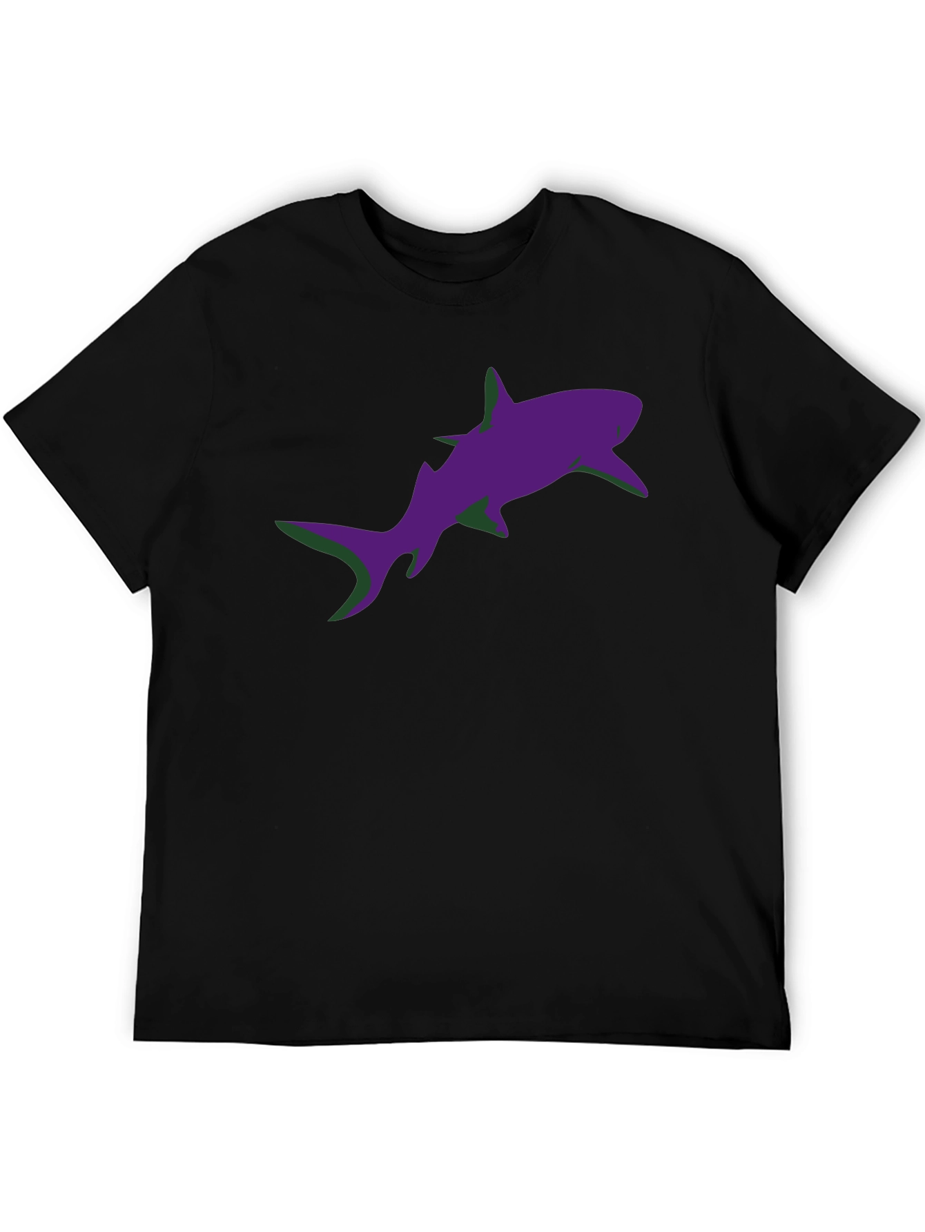 Camiseta Negra Estampado Tiburón Morado Diseño Moderno