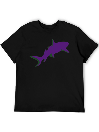 Camiseta Negra Estampado Tiburón Morado Diseño Moderno