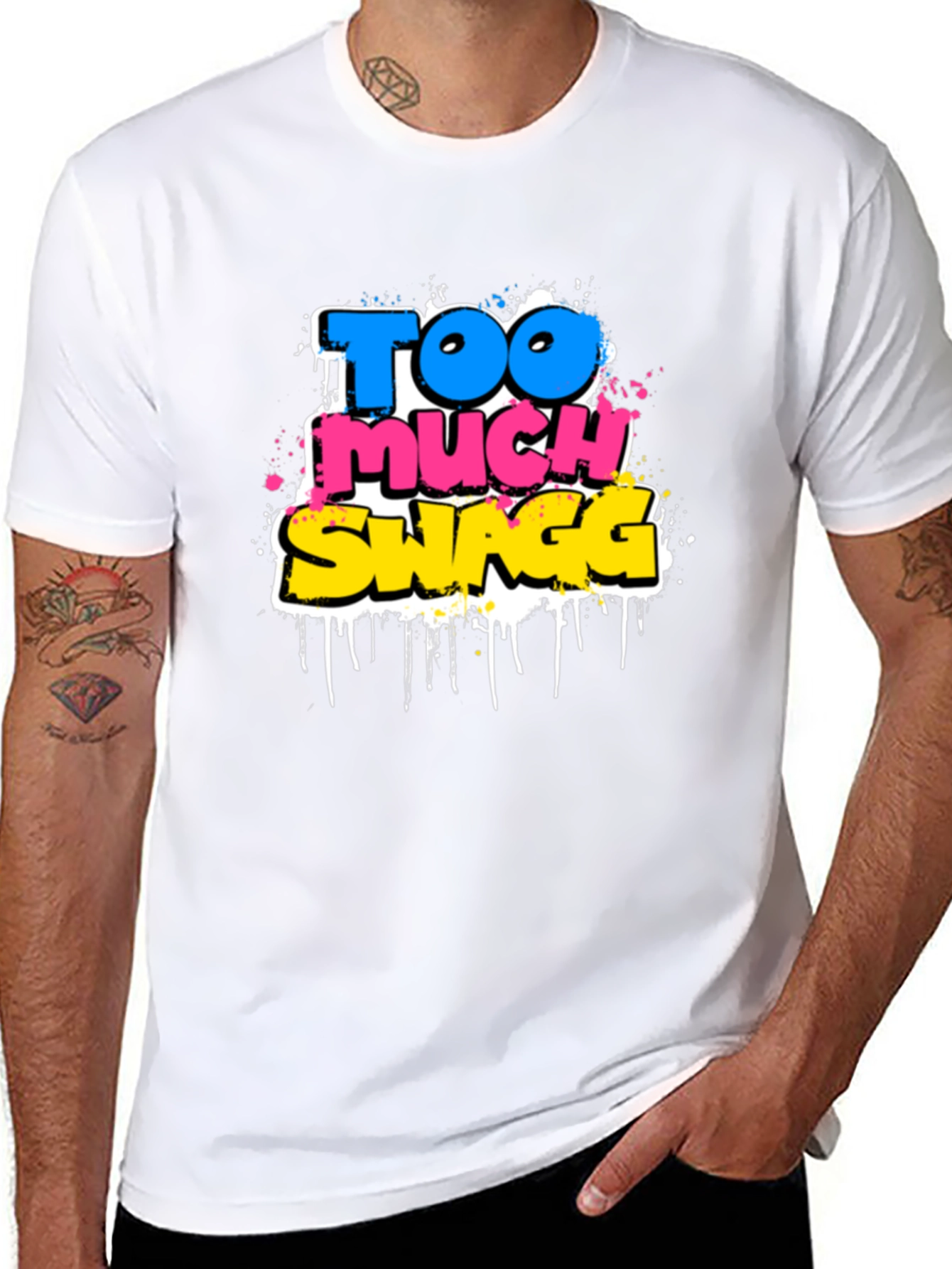 Camiseta Negra con Estampado Too Much Swagg