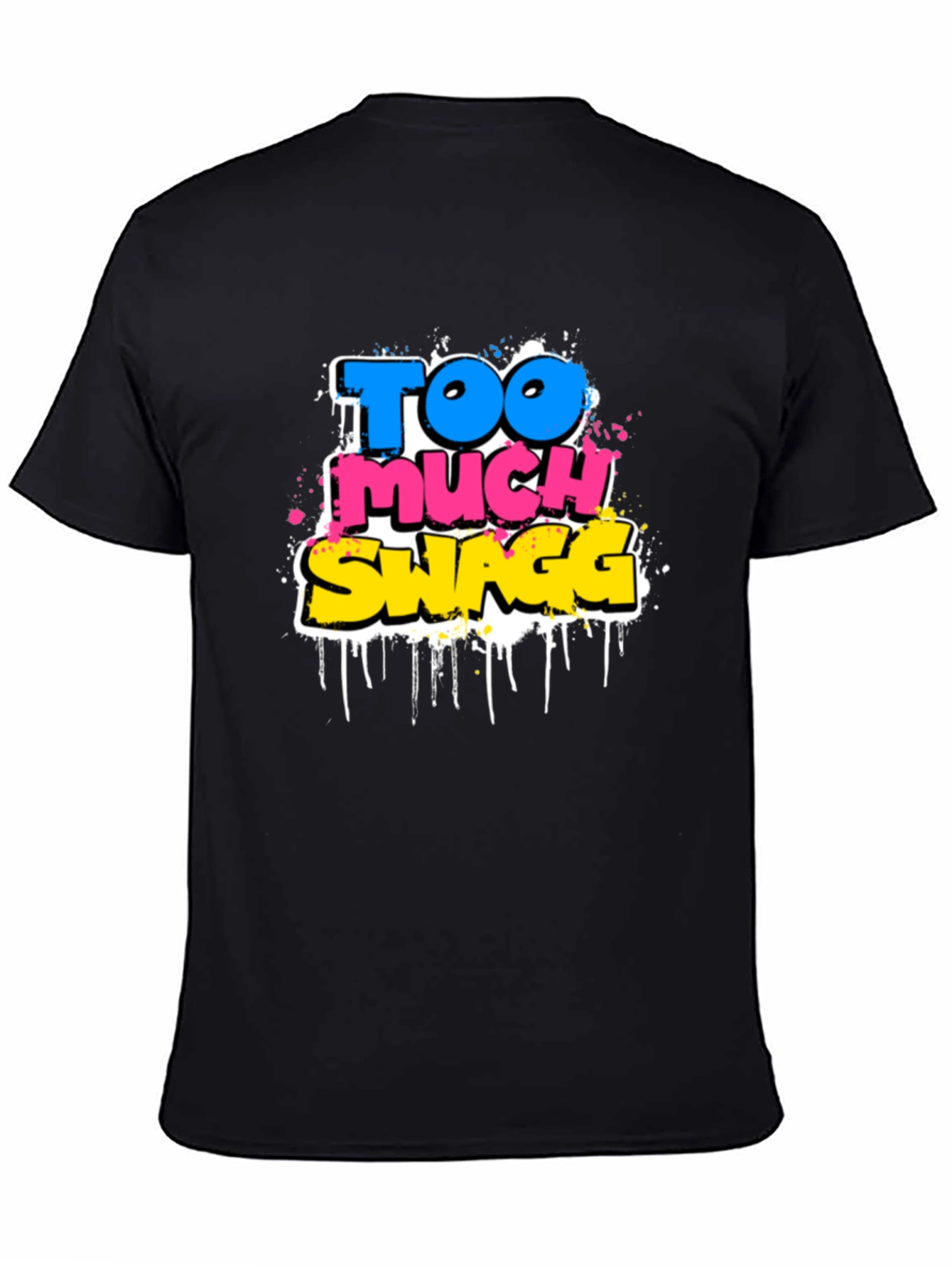 Camiseta Negra con Estampado Too Much Swagg