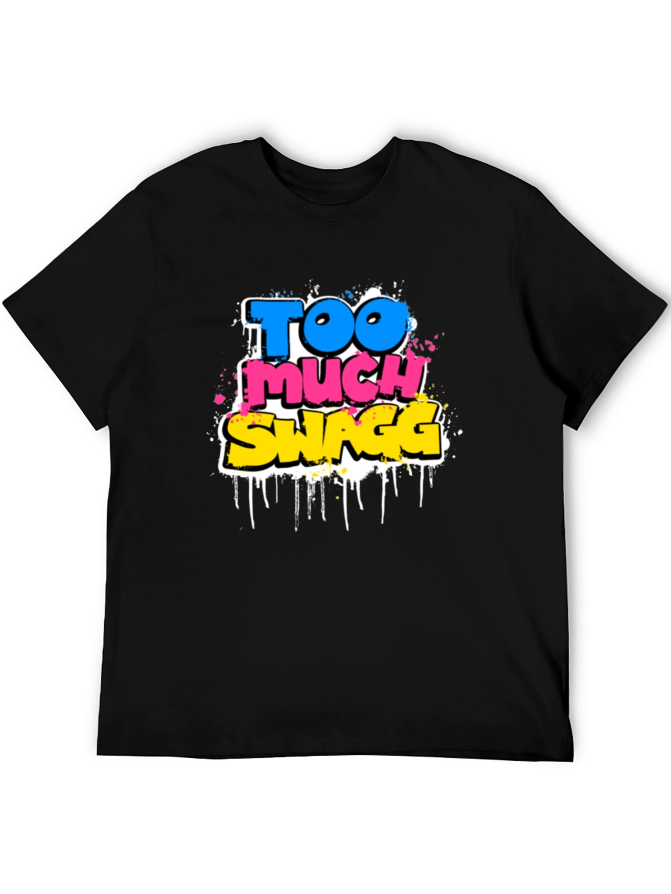Camiseta Negra con Estampado Too Much Swagg