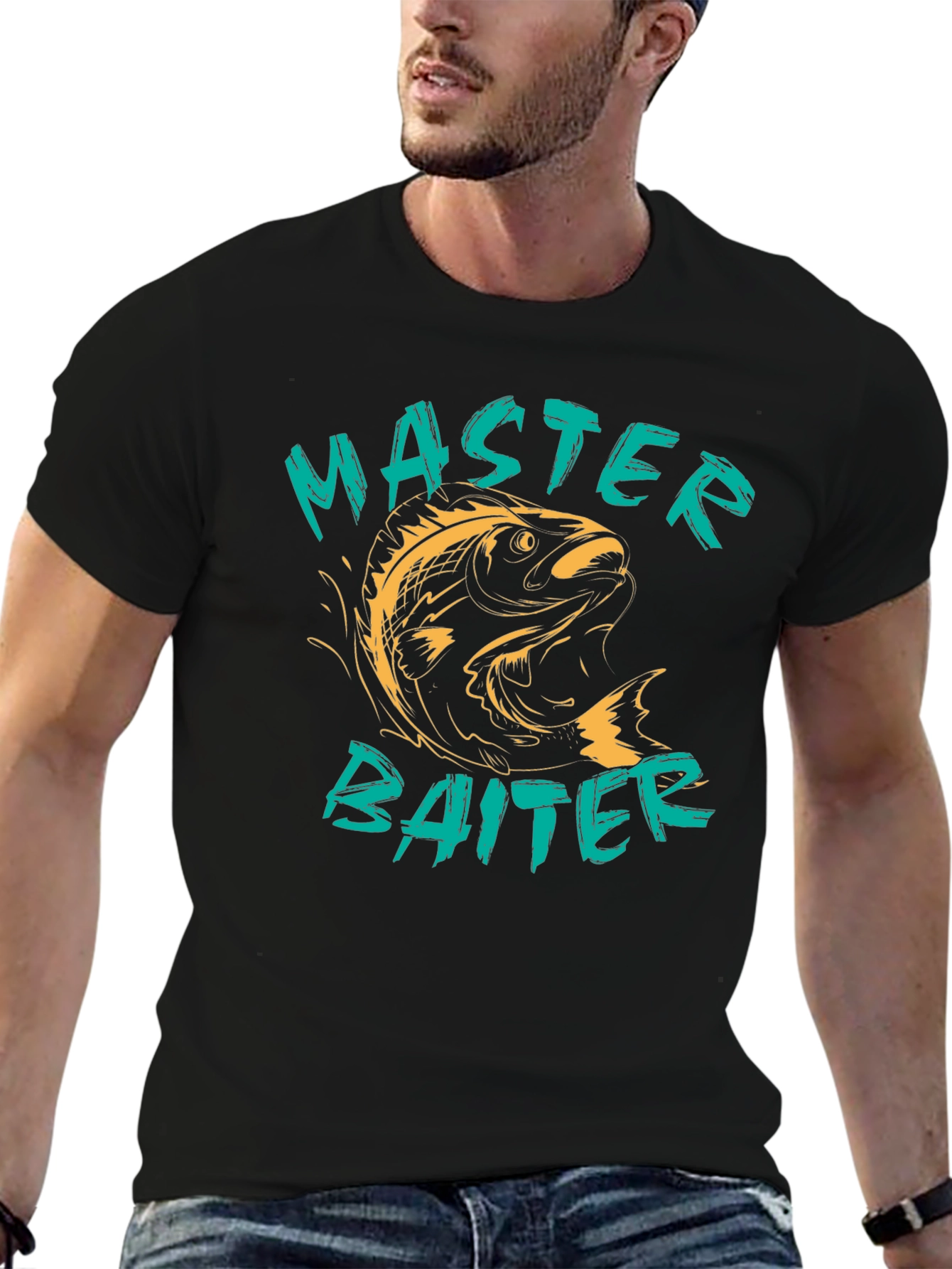 Camiseta Negra Master Baiter para Pescadores