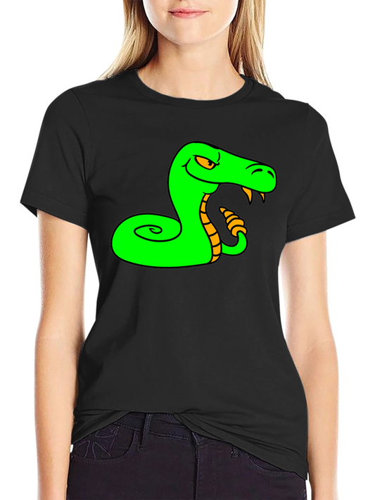 Camiseta Negra con Estampado de Serpiente Verde