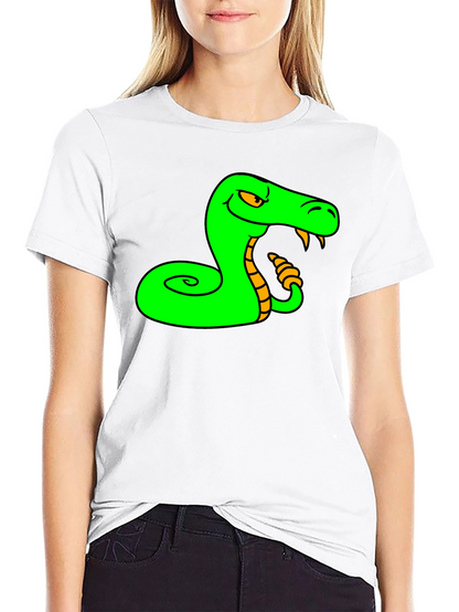 Camiseta Negra con Estampado de Serpiente Verde