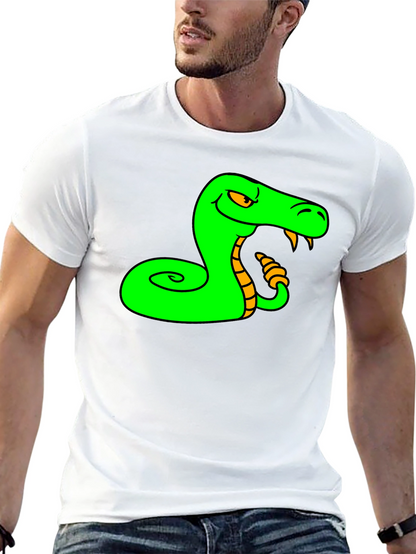 Camiseta Negra con Estampado de Serpiente Verde