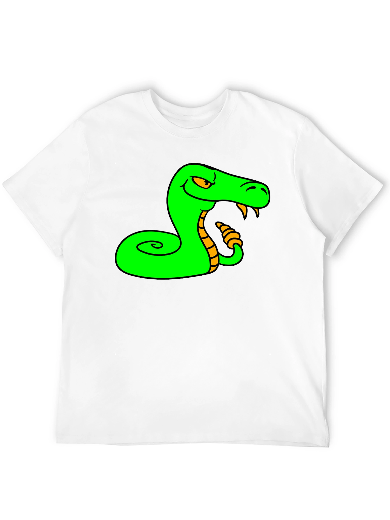 Camiseta Negra con Estampado de Serpiente Verde