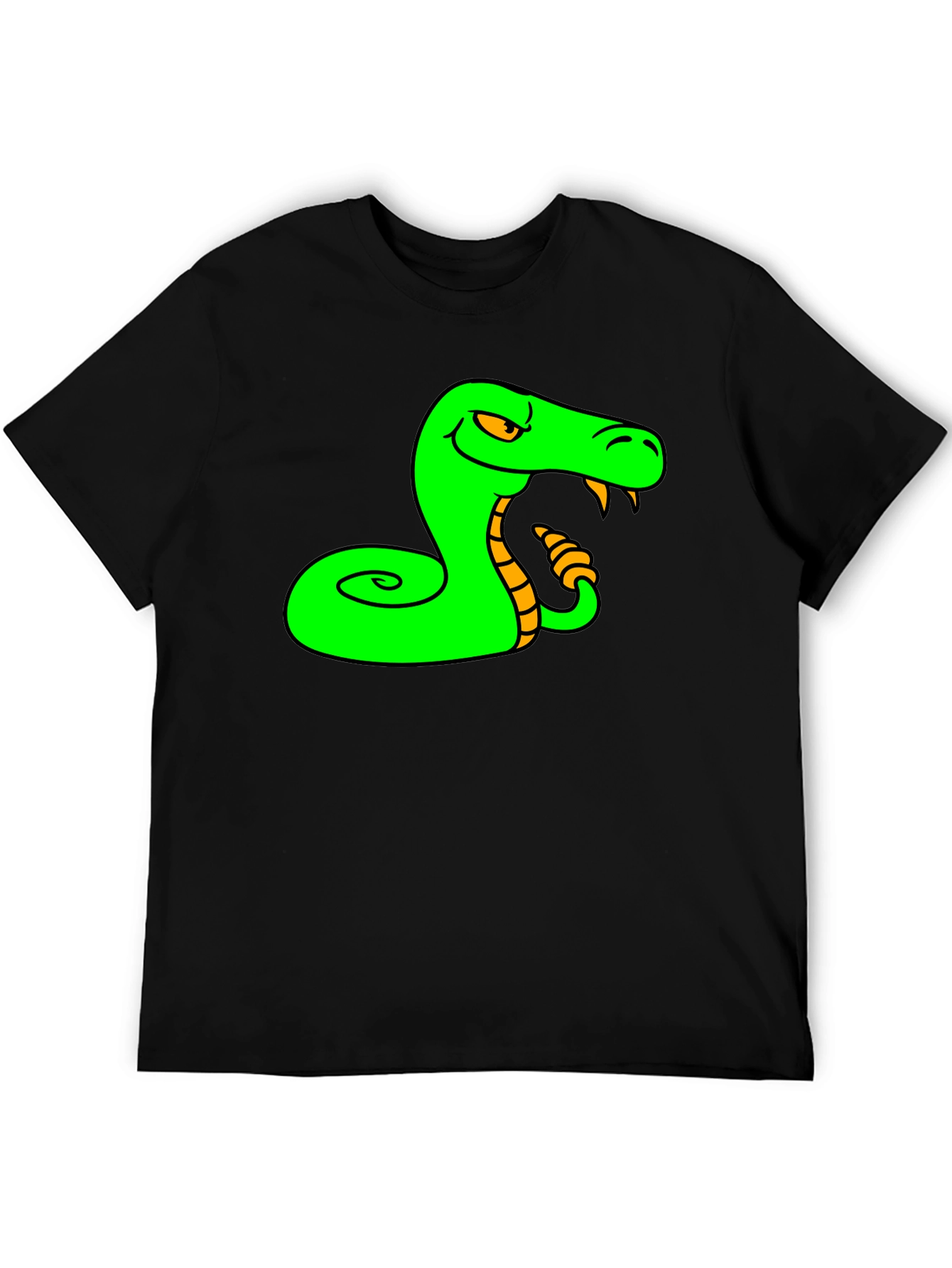Camiseta Negra con Estampado de Serpiente Verde