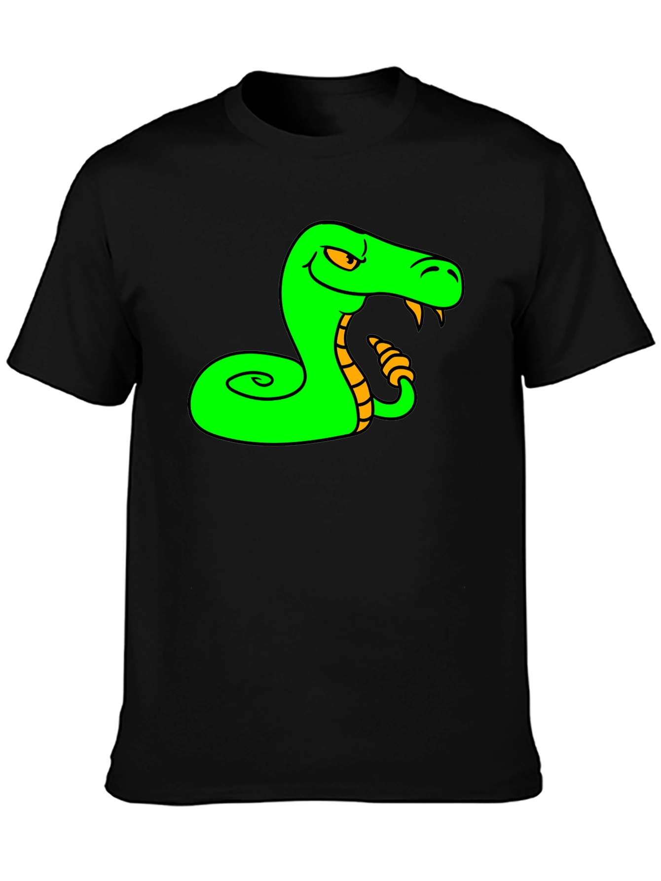 Camiseta Negra con Estampado de Serpiente Verde
