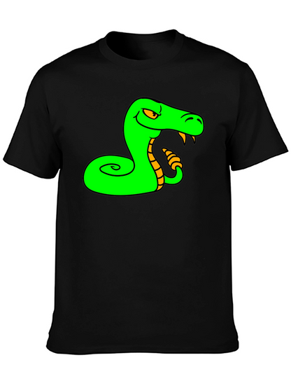 Camiseta Negra con Estampado de Serpiente Verde