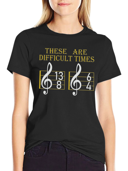 Camiseta Negra de Humor Musical: Tiempos Difíciles