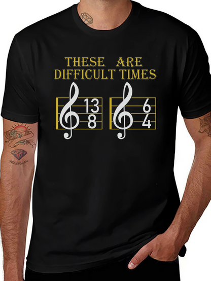 Camiseta Negra de Humor Musical: Tiempos Difíciles