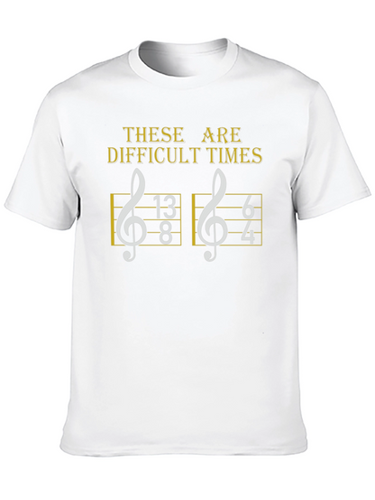 Camiseta Negra de Humor Musical: Tiempos Difíciles