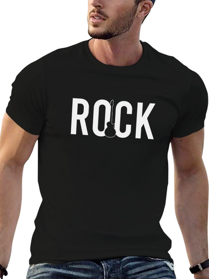 Camiseta Negra Rock con Diseño de Guitarra