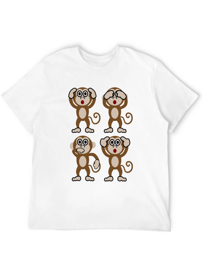 Camiseta Negra con Diseño de Monos Sabios
