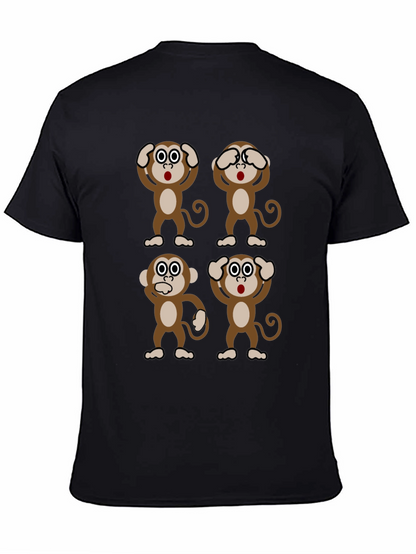 Camiseta Negra con Diseño de Monos Sabios