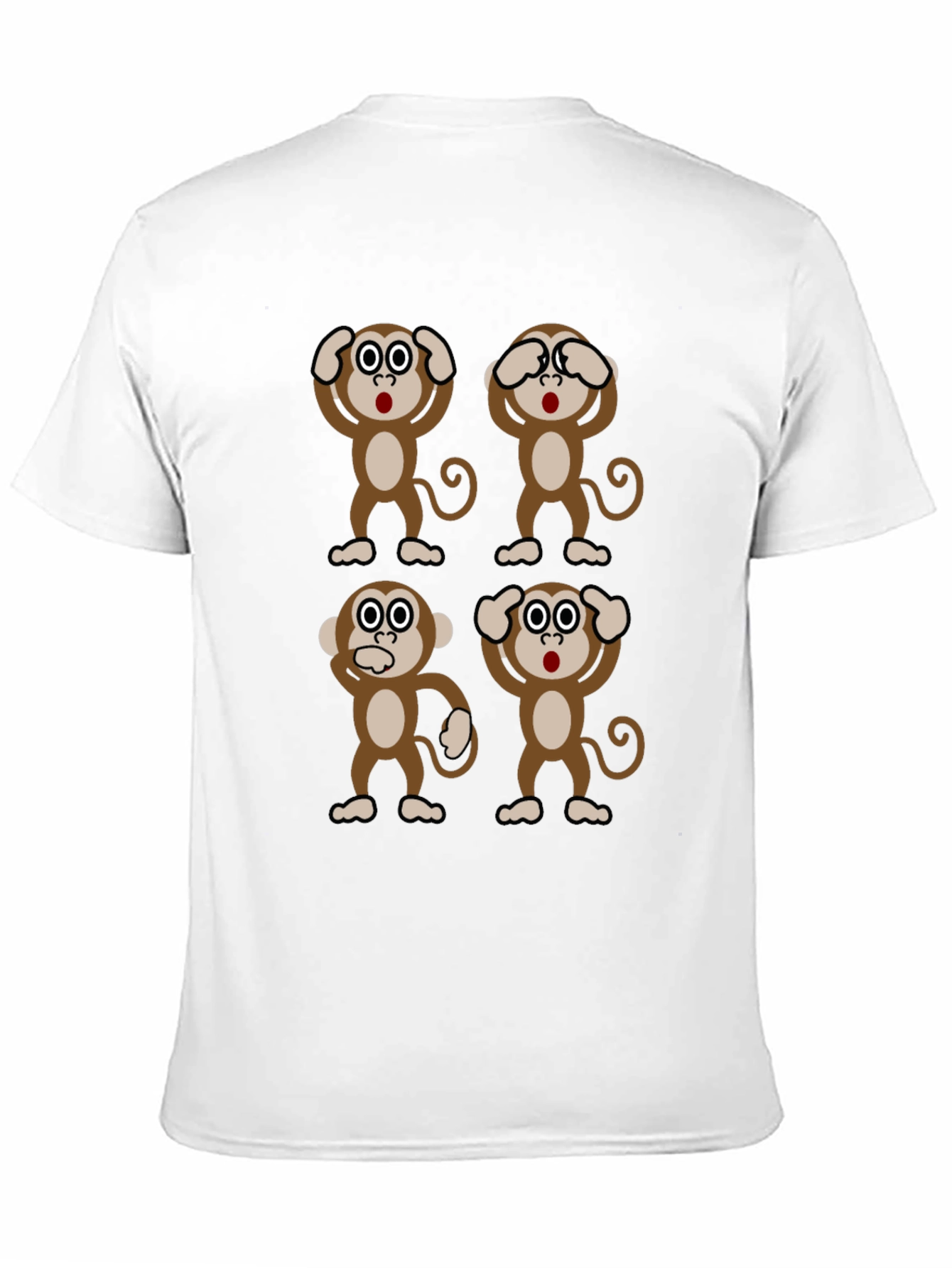 Camiseta Negra con Diseño de Monos Sabios