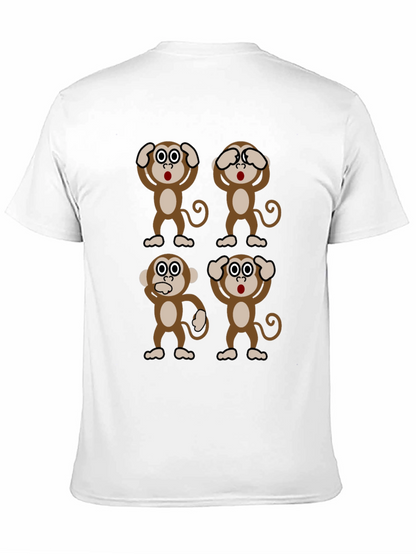 Camiseta Negra con Diseño de Monos Sabios