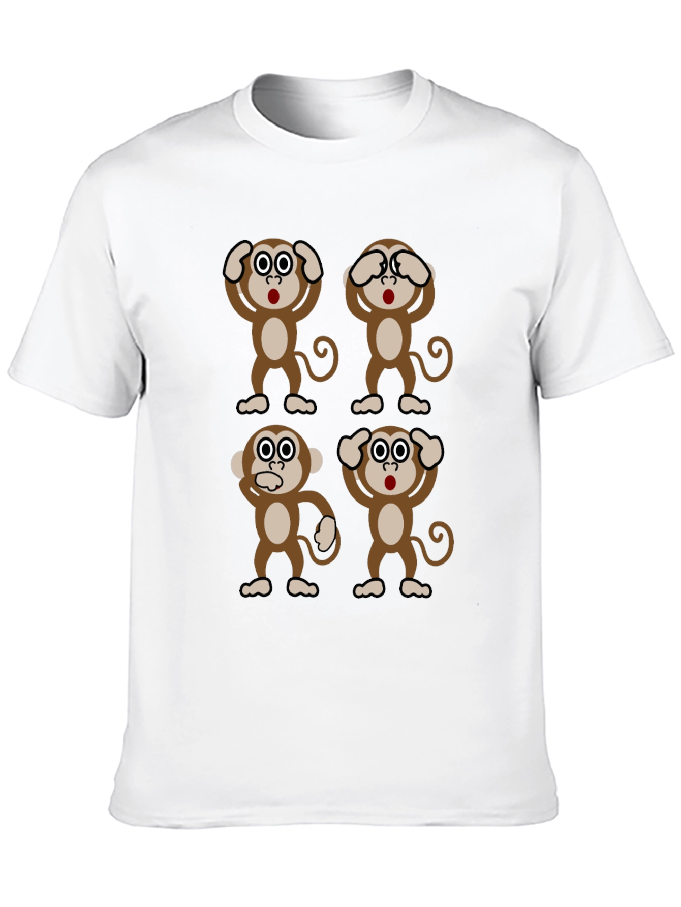 Camiseta Negra con Diseño de Monos Sabios