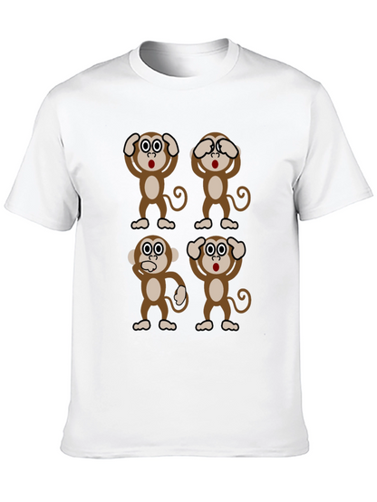 Camiseta Negra con Diseño de Monos Sabios