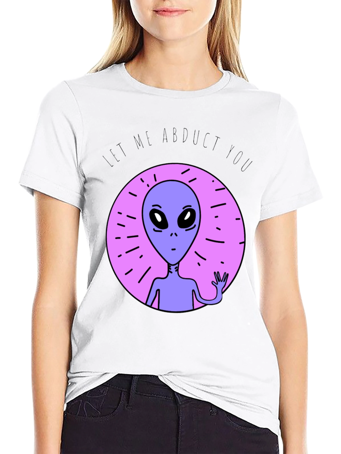 Camiseta Negra con Alienígena Déjame Abducirte