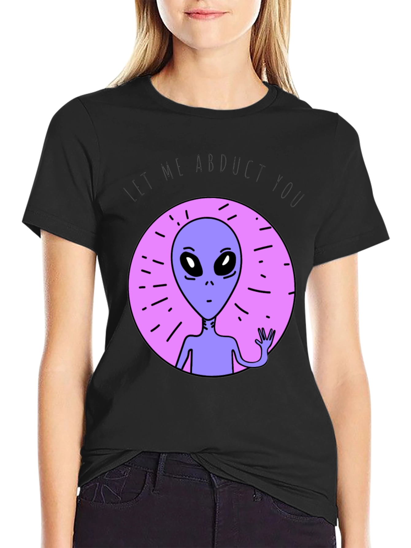 Camiseta Negra con Alienígena Déjame Abducirte
