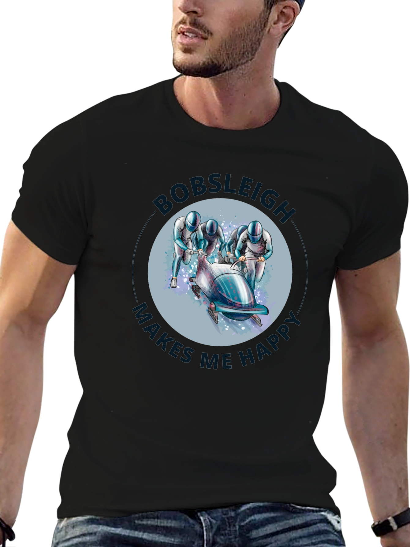 Camiseta Negra Bobsleigh Makes Me Happy