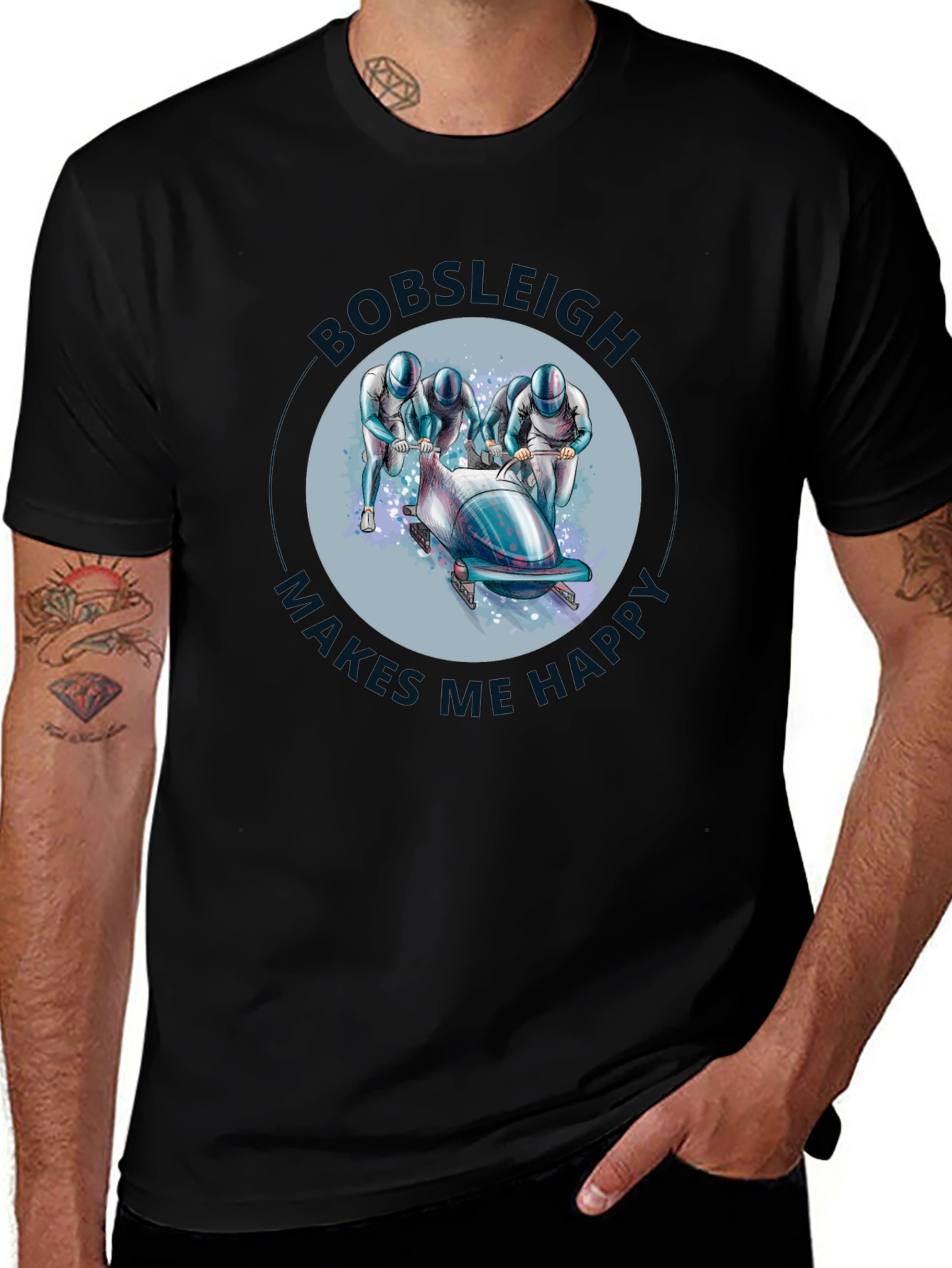 Camiseta Negra Bobsleigh Makes Me Happy
