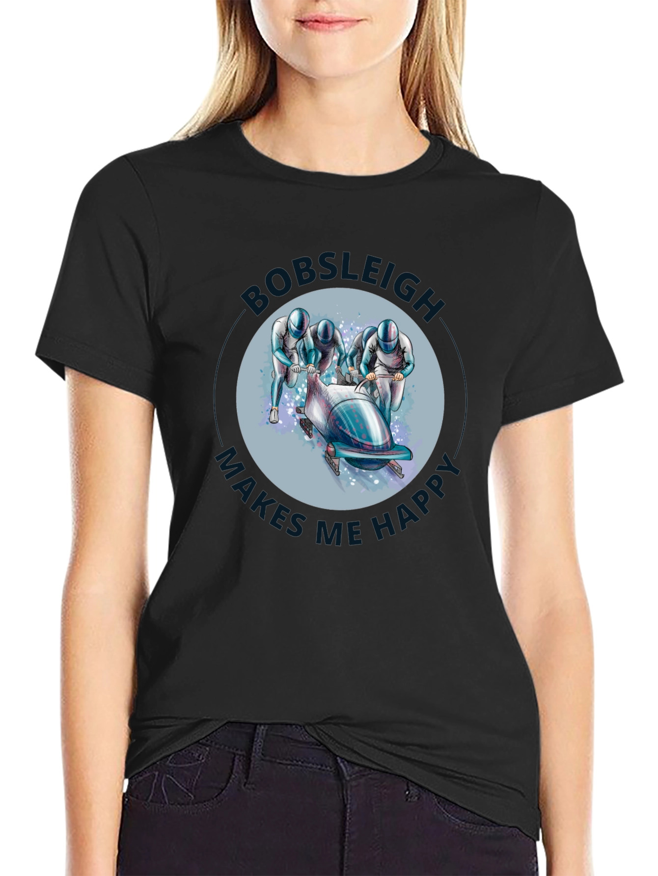 Camiseta Negra Bobsleigh Makes Me Happy