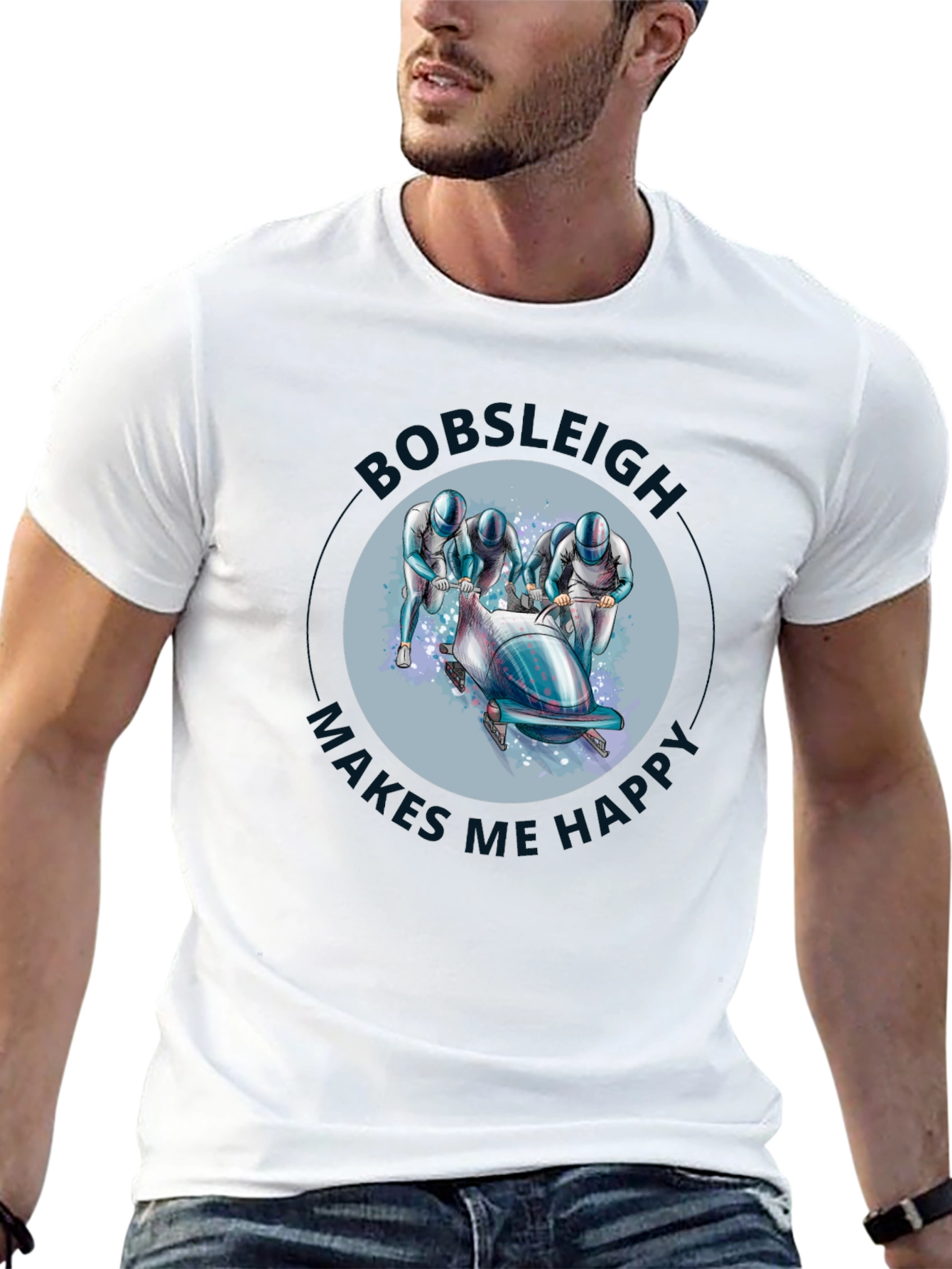 Camiseta Negra Bobsleigh Makes Me Happy