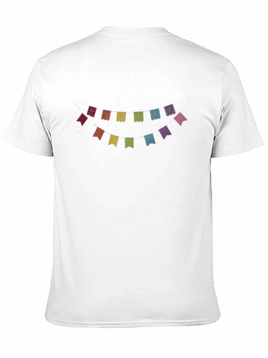 Camiseta Negra con Guirnalda Colorida