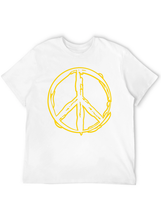 Camiseta Negra con Símbolo de la Paz Amarillo
