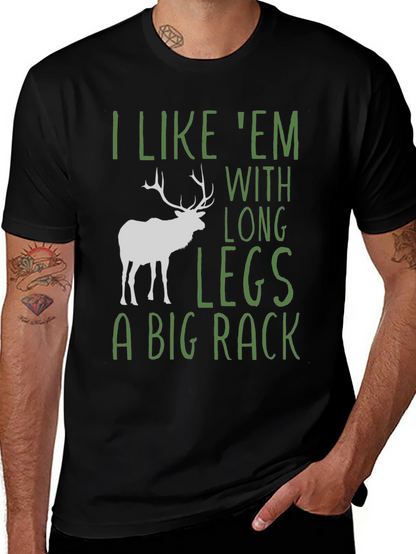 Camiseta Negra con Diseño de Ciervo y Frase Divertida