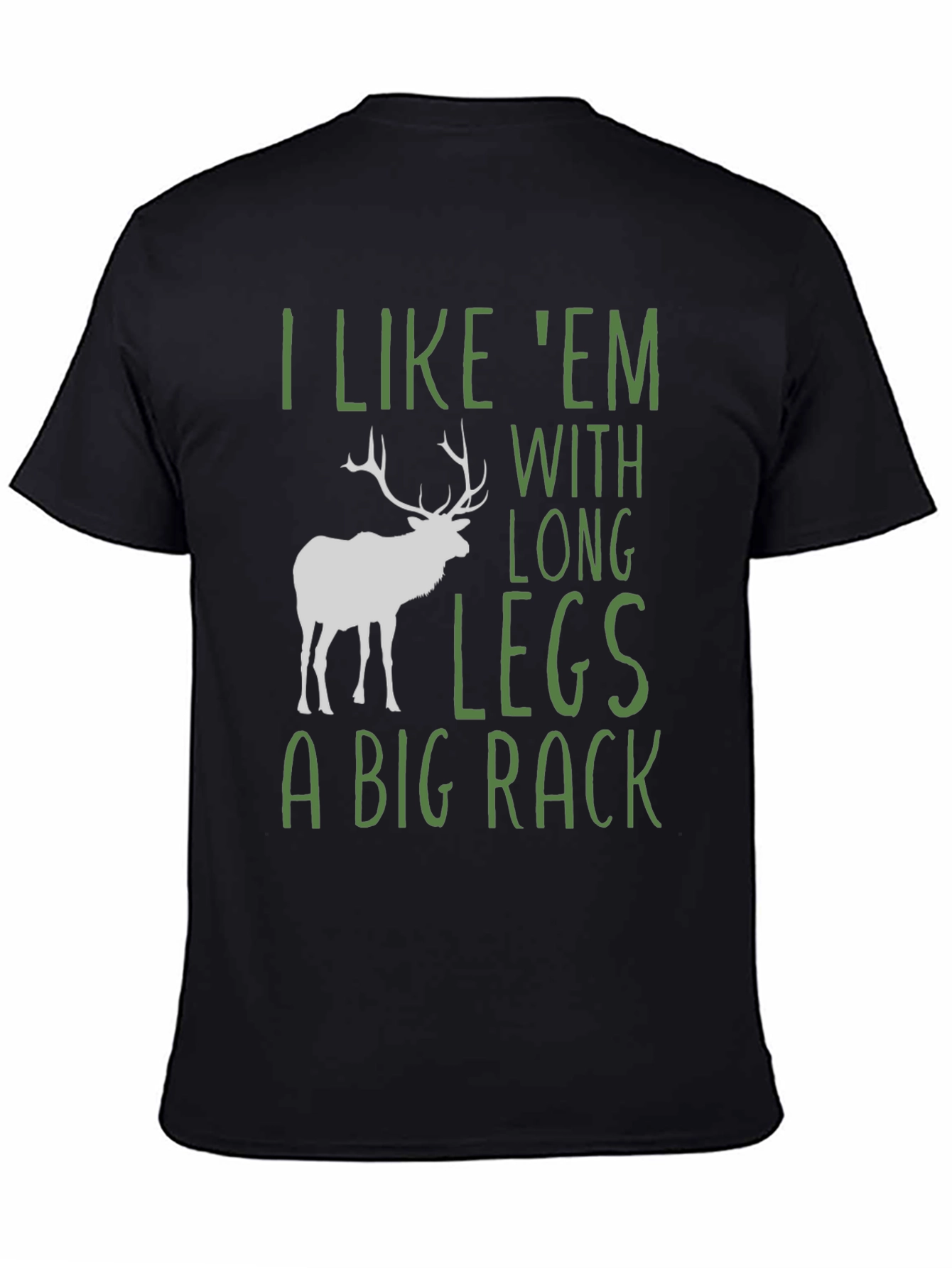 Camiseta Negra con Diseño de Ciervo y Frase Divertida