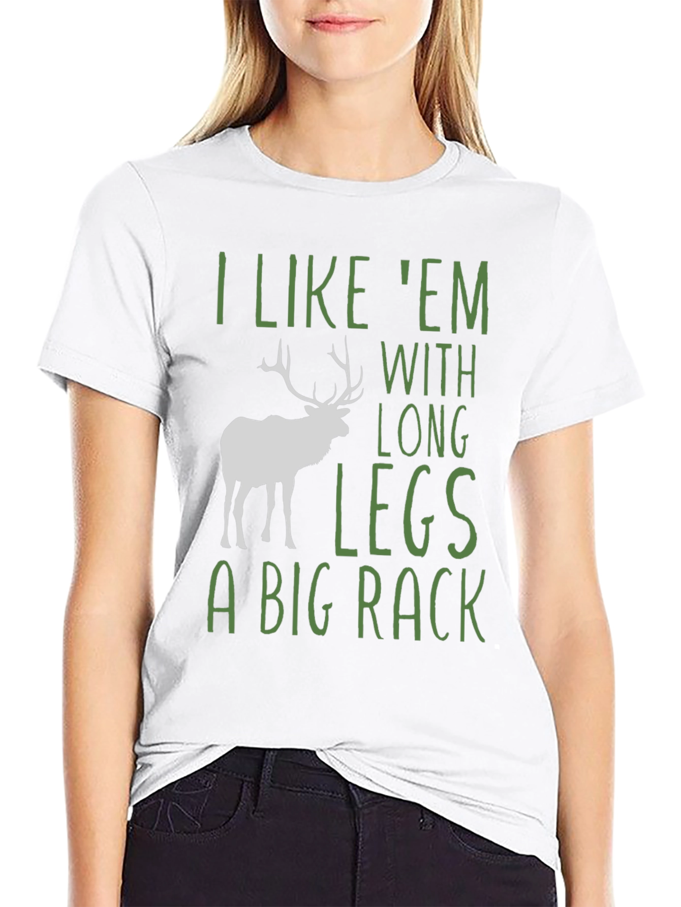 Camiseta Negra con Diseño de Ciervo y Frase Divertida