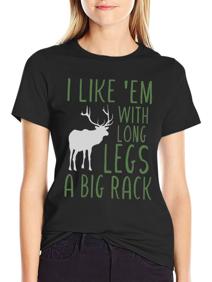 Camiseta Negra con Diseño de Ciervo y Frase Divertida