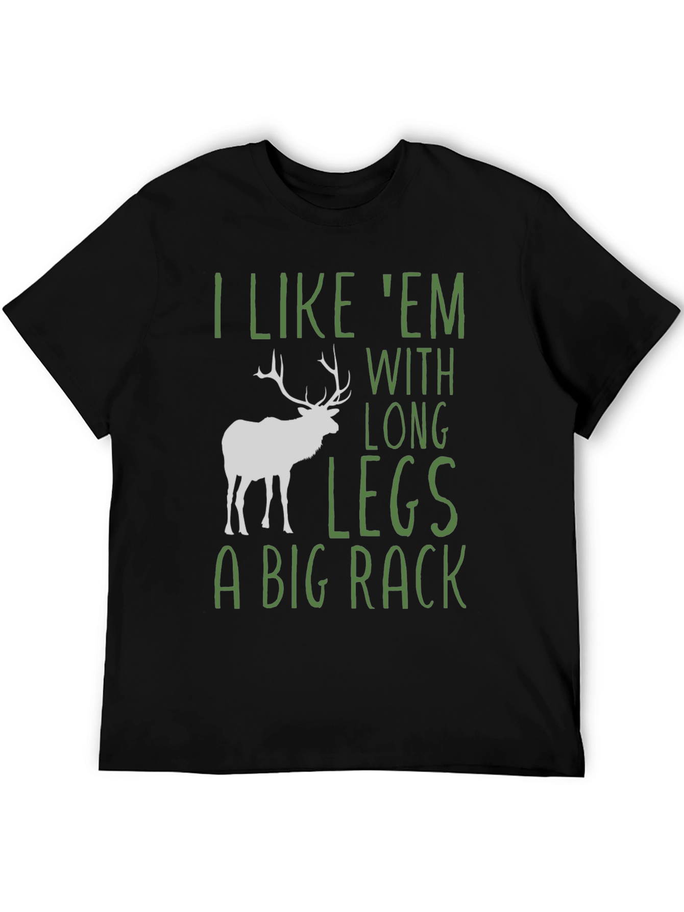 Camiseta Negra con Diseño de Ciervo y Frase Divertida