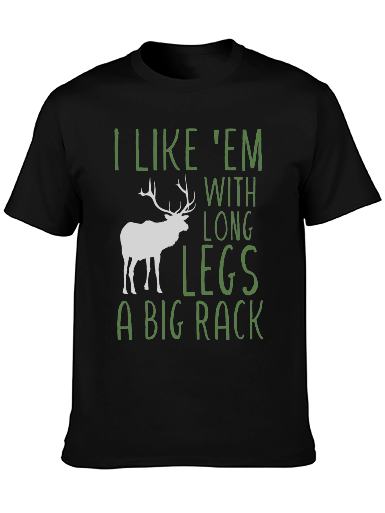 Camiseta Negra con Diseño de Ciervo y Frase Divertida