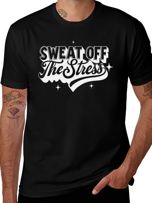 Camiseta Negra: Suave con la Frase Sweat Off The Stress