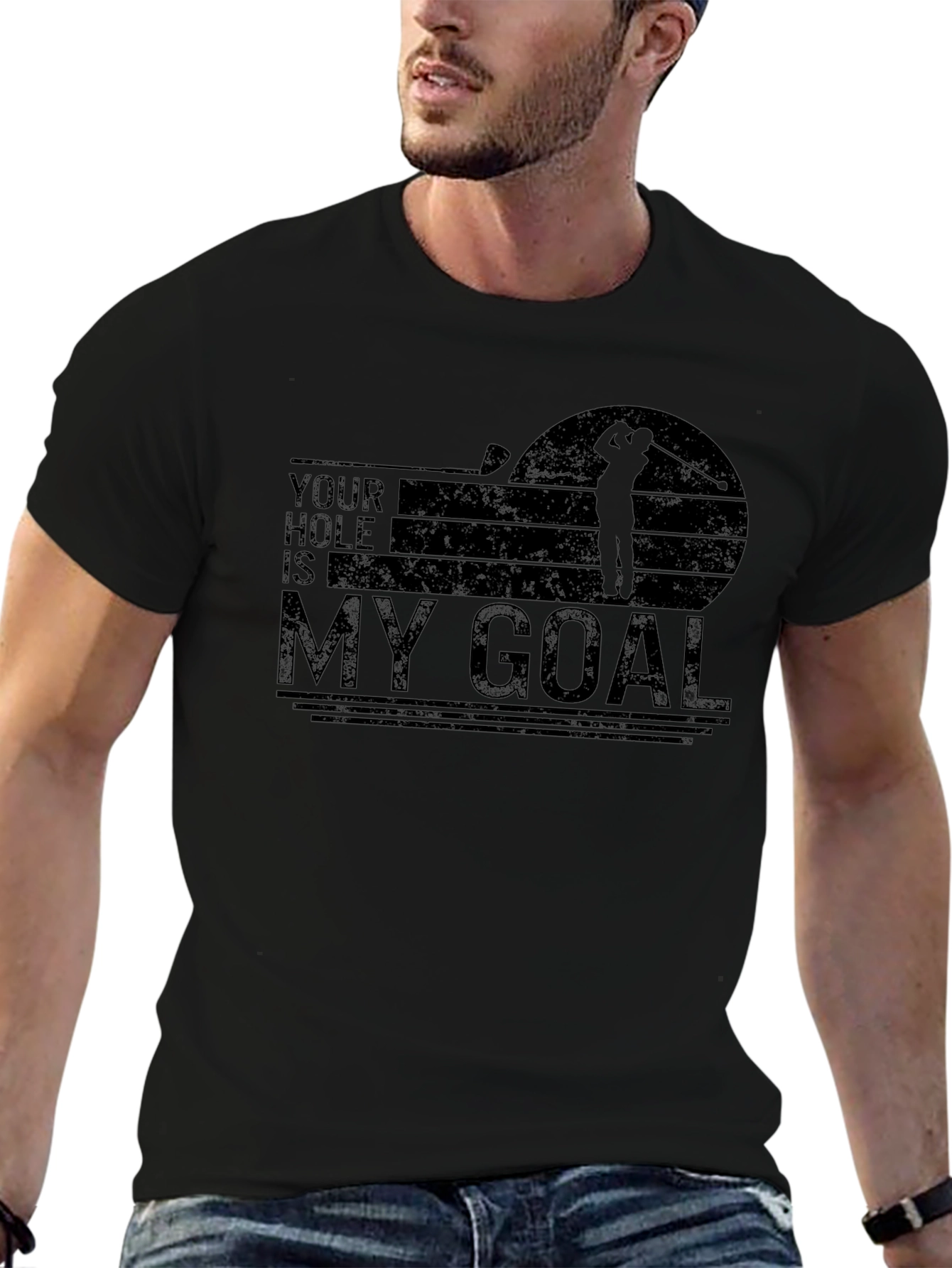 Camiseta Negra: Tu Hoyo Es Mi Meta - Golf