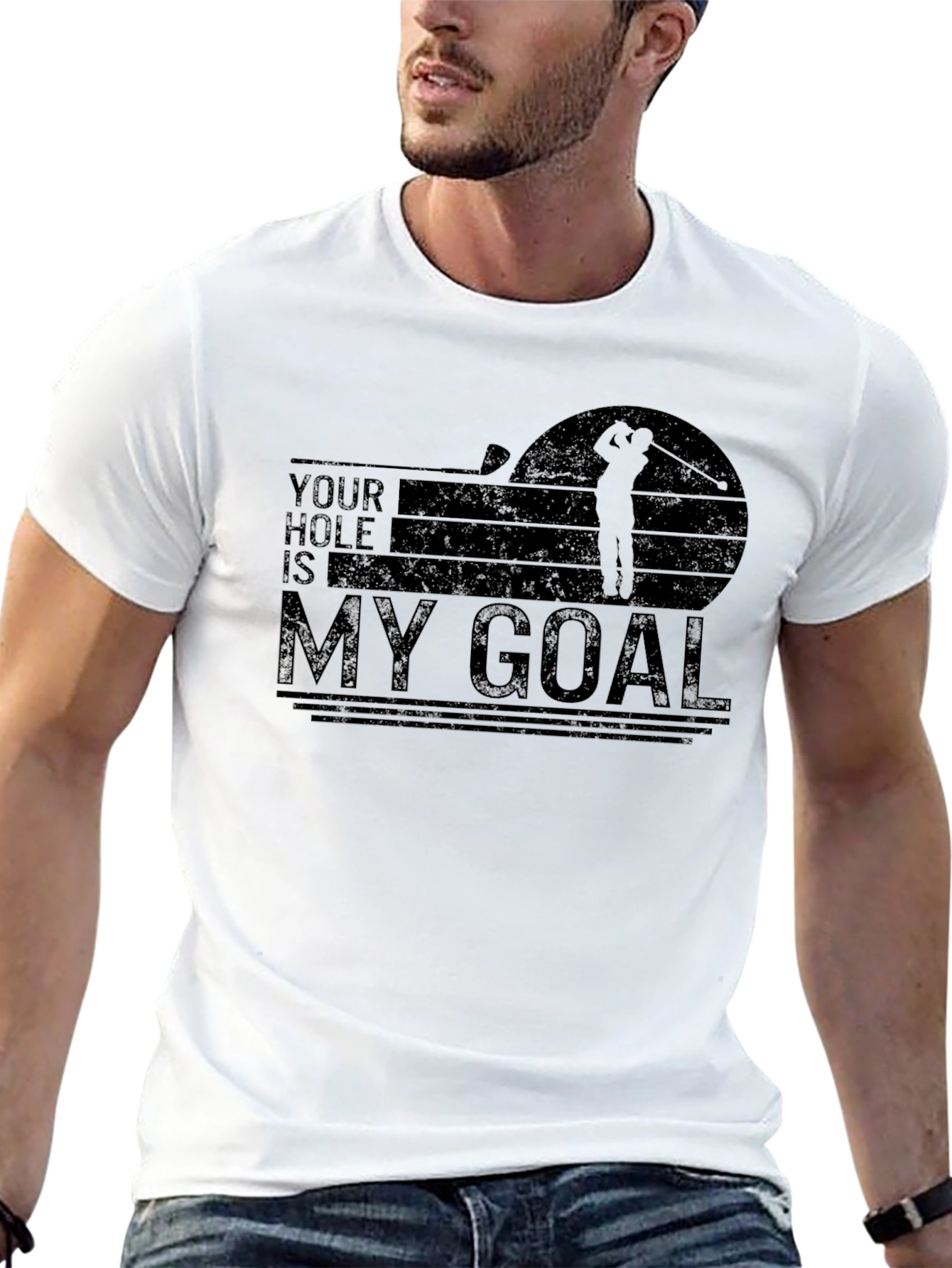 Camiseta Negra: Tu Hoyo Es Mi Meta - Golf