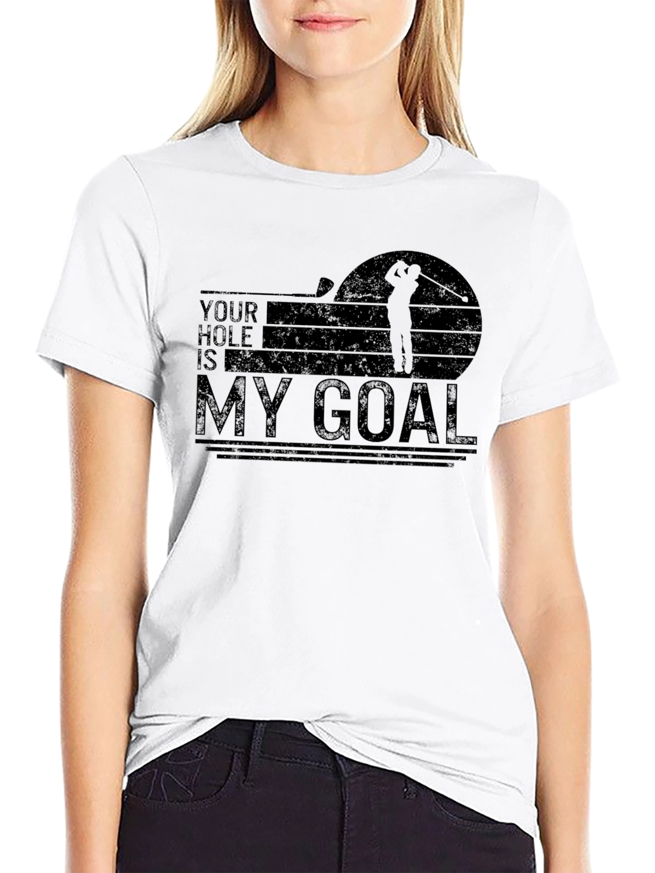 Camiseta Negra: Tu Hoyo Es Mi Meta - Golf